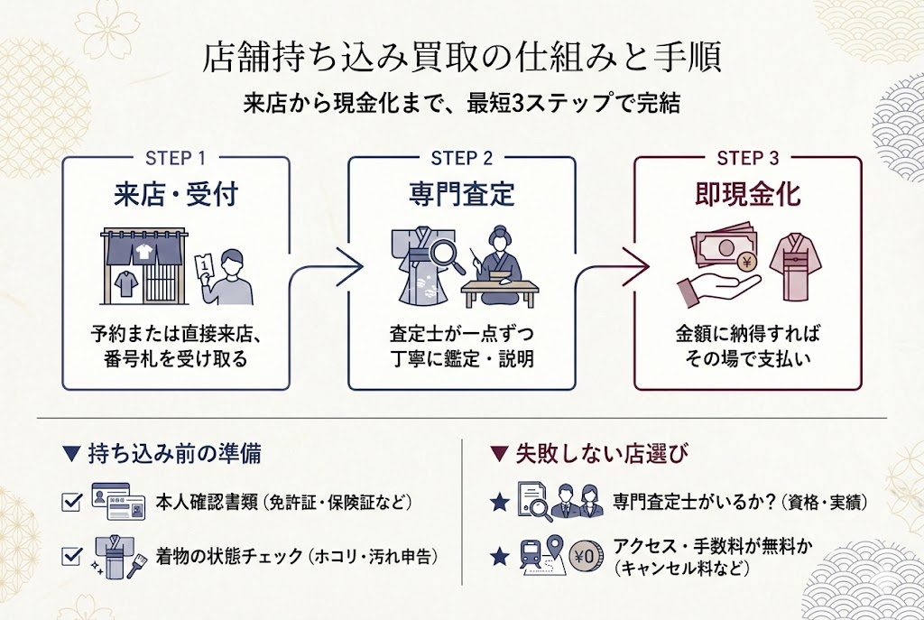 着物を店舗に持ち込み買取